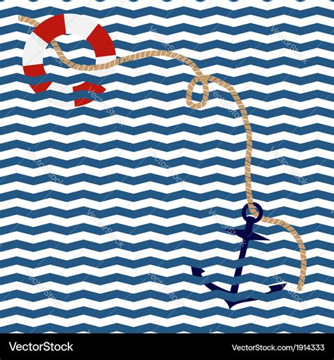 Nautical background with anchor and lifebuoy Vector Image