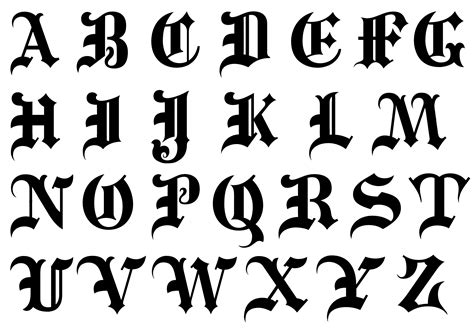 Tattoo Gothic Font Alphabet - bmp-flow