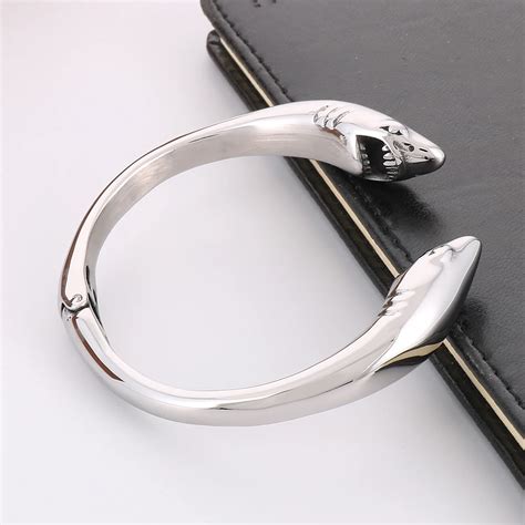 High-Polish-Stainless-Steel-Shark-Bracelet-For-Men-Women-Fashion ...