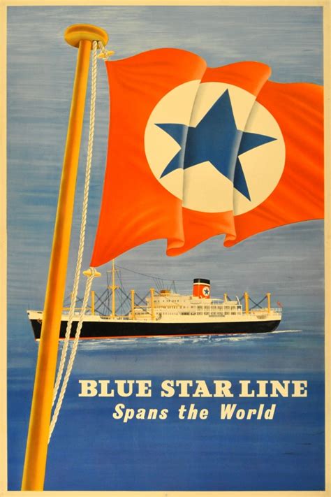 Original Vintage Posters -> Advertising Posters -> Blue Star Line Cruise Ship - AntikBar