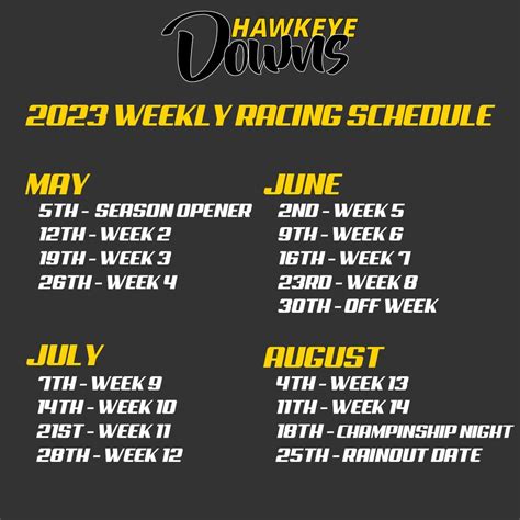 2023 Weekly Racing Schedule at Hawkeye Downs | Hawkeye Downs