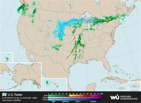 a map shows the range of rain across the united states