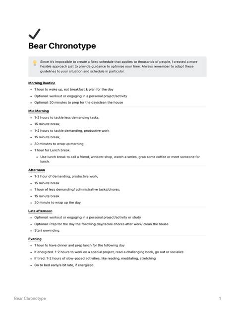 Bear Chronotype: Morning Routine | PDF