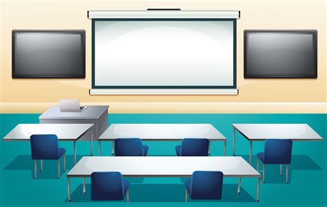 Classroom with screens and tables 434527 Vector Art at Vecteezy