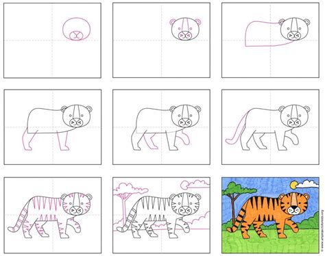 Easy How to Draw a Tiger Tutorial Video and Tiger Coloring Page | Tiger drawing for kids, Art ...