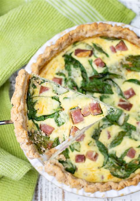 Ham and Cheese Quiche Recipe with Spinach - Linger