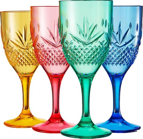 Amazon.com: Khen Shatterproof Tritan Stemmed Colored Wine Glasses ...