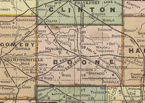 Boone County, Indiana, 1908 Map, Lebanon