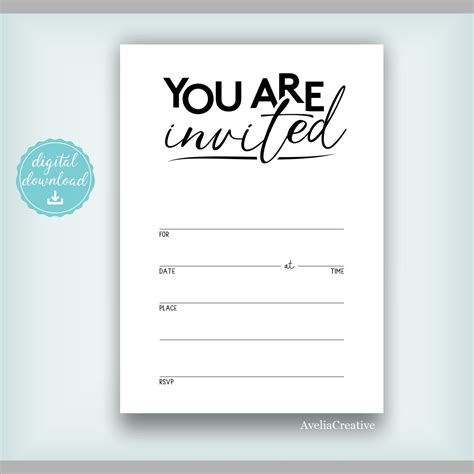 You're Invited Blank Invitation V.2, Instant Download, Fill-in Invite, Printable Event Party ...