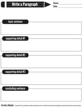 Paragraph Writing Graphic Organizer - works for any basic paragraph!