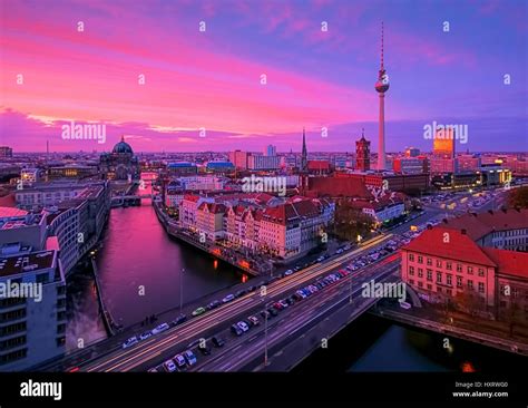 Berlin by night with TV tower and cathedral Stock Photo - Alamy