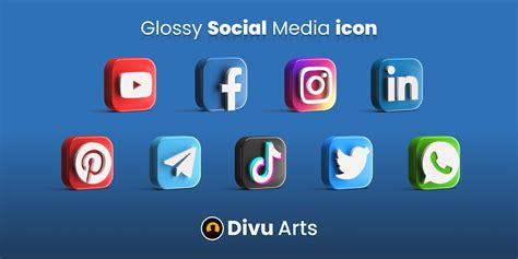 3D Glossy Social Media icon Free Vector Illustrations ( DivuArt ...