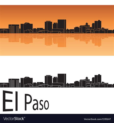 El paso skyline in orange background Royalty Free Vector