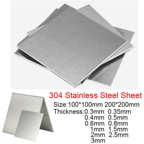 100*100mm 200*200mm 304 Stainless Steel Sheet Metal Plate Thick 0.3 0.4 0.5-3mm | eBay