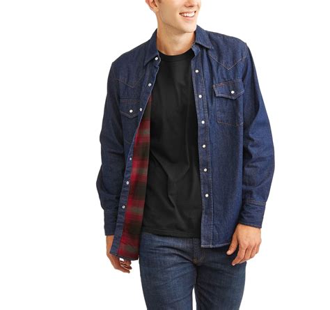 Plains Western Wear - Men's Big and Tall Flannel Lined Denim Western Shirt - Walmart.com ...