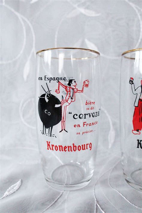 Three Vintage French beer glasses drinking glasses made in | Etsy