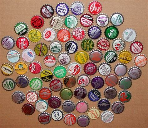 Vintage soda pop bottle caps Lot of 100 ALL UNUSED ORIGINALS over 75 different - Bottle Caps