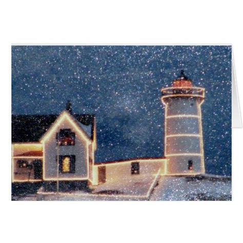 Nubble Lighthouse Winter Card | Zazzle