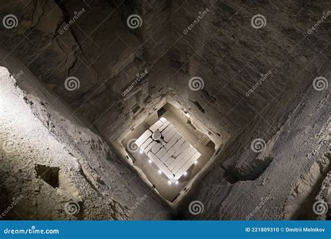 View of the Ancient Crypt Inside Great Step Pyramid of Djoser, Saqqara. Cairo, Egypt. the Tomb ...