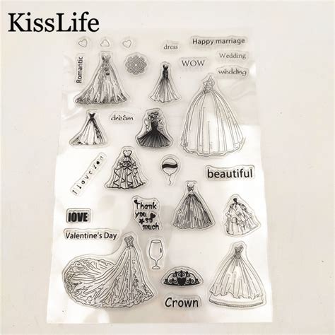 2019 New Wedding Dress Clear Rubber Stamps Card Making Transparent ...