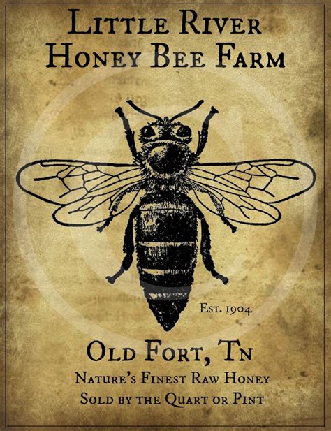 Primitive Vintage Honey Bee Farm Printable Jpeg Digital Image