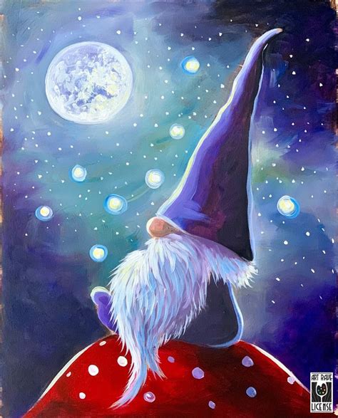 Paint and Sip - Goodnight Gnome | Pottery Factory – Brookfield | Christmas paintings, Canvas ...