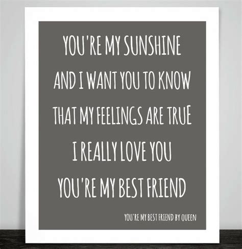 Queen You're my Best Friend Music Love Song Lyric Art Print 10 Colours ...