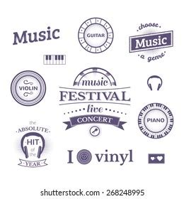 Music Labels Logos Illustrations Vector Typography Stock Vector ...