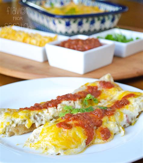 White Chicken Enchiladas - Flavor From Scratch