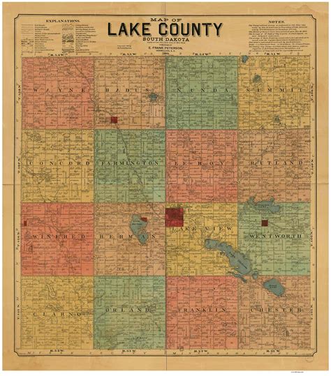 Lake County South Dakota 1899 - Old Map Reprint - OLD MAPS