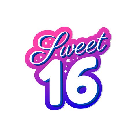 Sweet sixteen word sticker girl birthday sticker icon label design ...