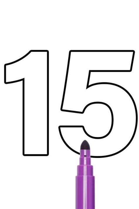 Free printable Number 15 template | Coloring Page