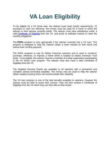 VA Loan Eligibility by rrybahoward - Issuu