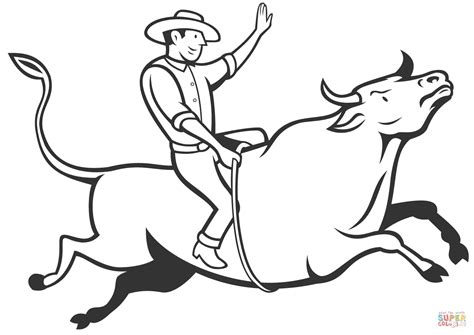 Rodeo Cowboy Bull Riding coloring page | Free Printable Coloring Pages