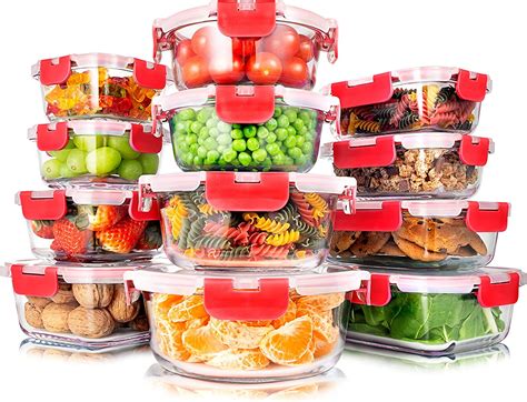 SereneLife 24-Piece Food Glass Storage Containers Superior Glass Food ...