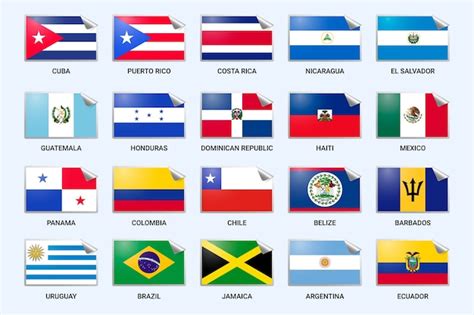 Free Vector | Gradient latam flags illustration set