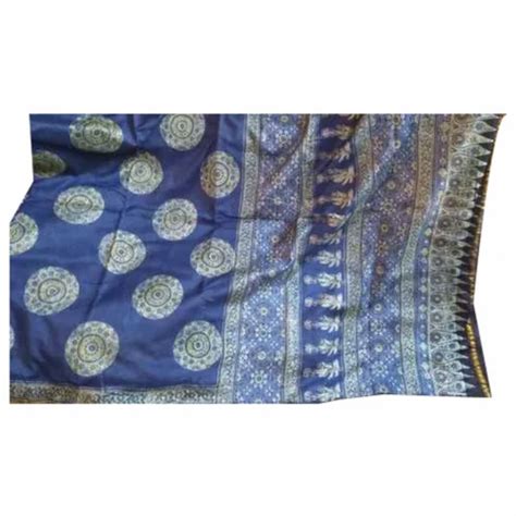 Govind Party Wear Ajrakh Printed Chanderi Silk Saree, 5.5 m (separate ...