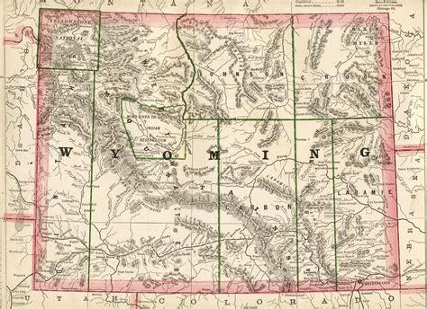 Wyoming in 1885 - 5 years before statehood | Old maps, Vintage world ...