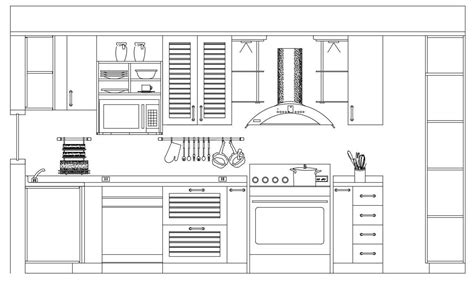 Kitchen elevation drawing defined in this AutoCAD file. Download this 2d AutoCAD drawing file ...