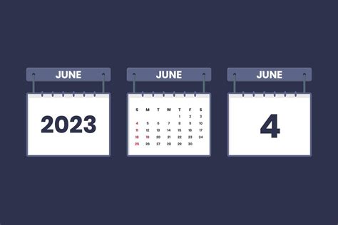 4 June 2023 calendar icon for schedule, appointment, important date concept 13016648 Vector Art ...