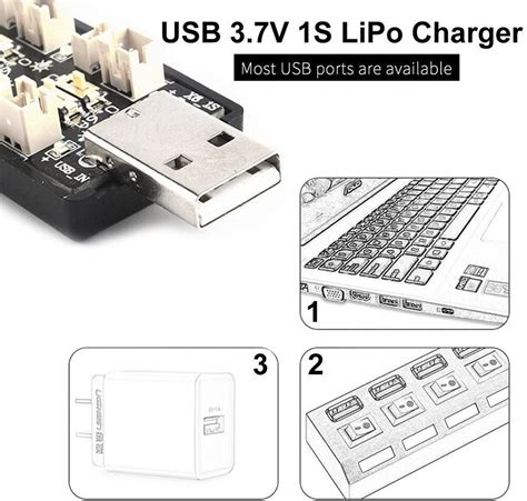 1S LiPo Battery USB Charger 3.7V/4.20V 6 Channel 1S LiPo Charger Tiny ...