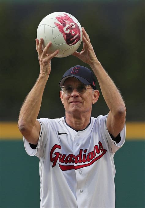 See Tom Hanks' ceremonial first pitch at Cleveland Guardians home opener: video