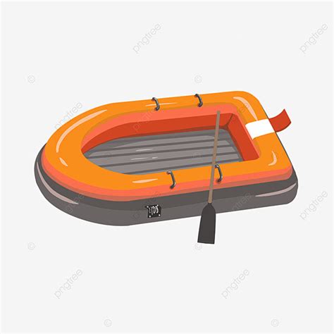 Three Dimensional Clipart Hd PNG, Rubber Raft Lifeboat Orange Three Dimensional Cartoon ...