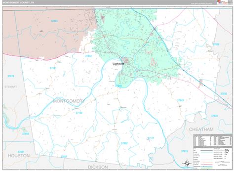 Montgomery County, TN Wall Map Premium Style by MarketMAPS - MapSales