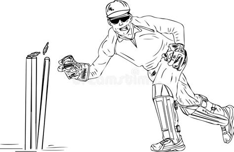 Cricket Wicket Keeper Vector Illustration, Wicket Keeper in Action ...