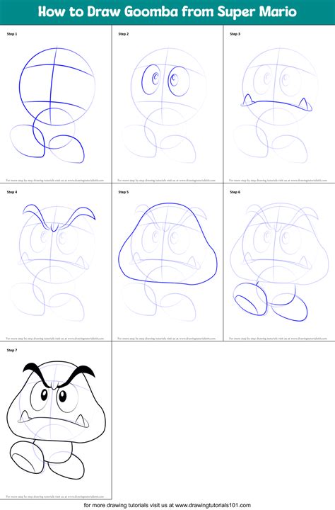 How to Draw Goomba from Super Mario printable step by step drawing ...