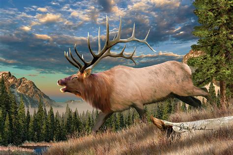 Rocky Mountain Elk Art - Fearsome Challenge Painting by Dale Kunkel Art