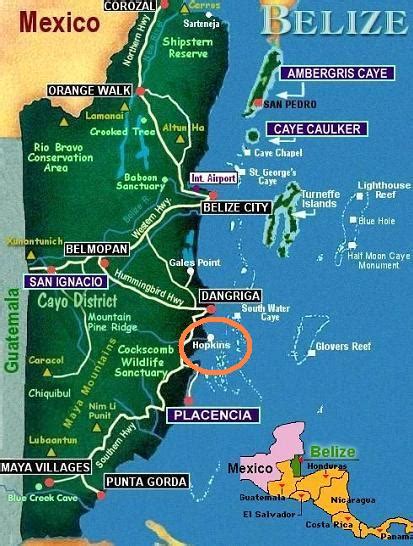 Map of Hopkins, Belize