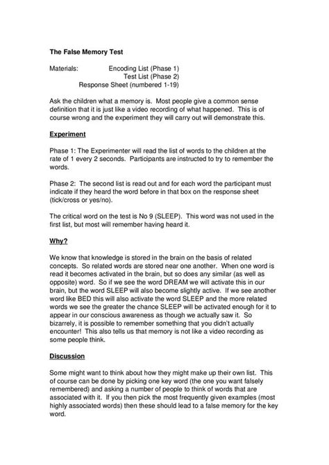 False Memory Experiment | STEM