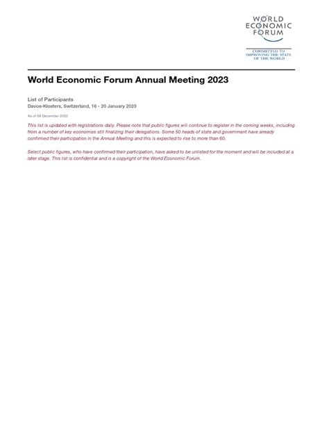 2023 Attendees Davos WEF / Posted As Newsworthy | PDF | World Economic ...